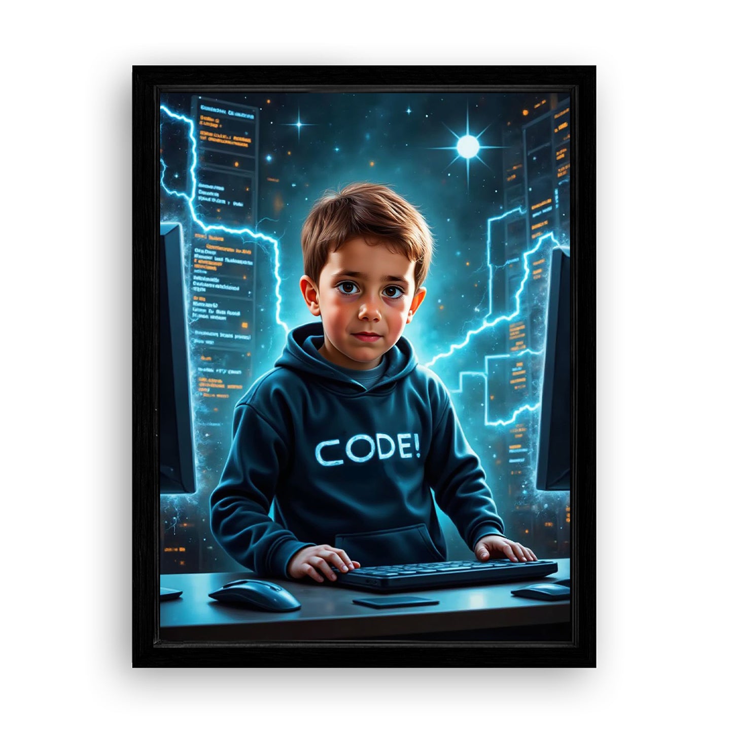 Make Your 12x16 Inches 'The Tech Genius' Canvas Even More Special, Add a Beautiful Premium Frame & Make It Truly Gift-Ready!