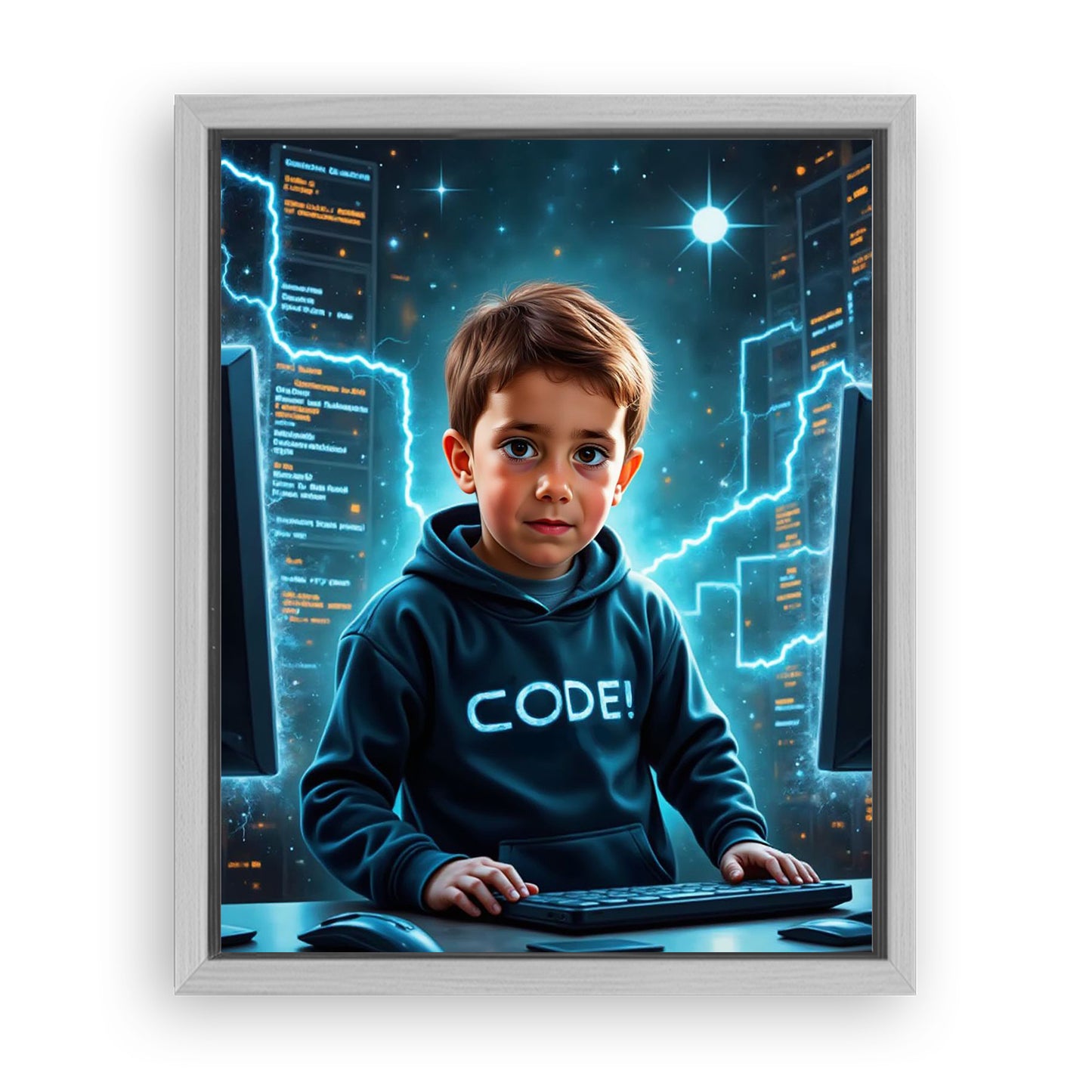 Make Your 10x08 Inches 'The Tech Genius' Canvas Even More Special, Add a Beautiful Premium Frame & Make It Truly Gift-Ready!