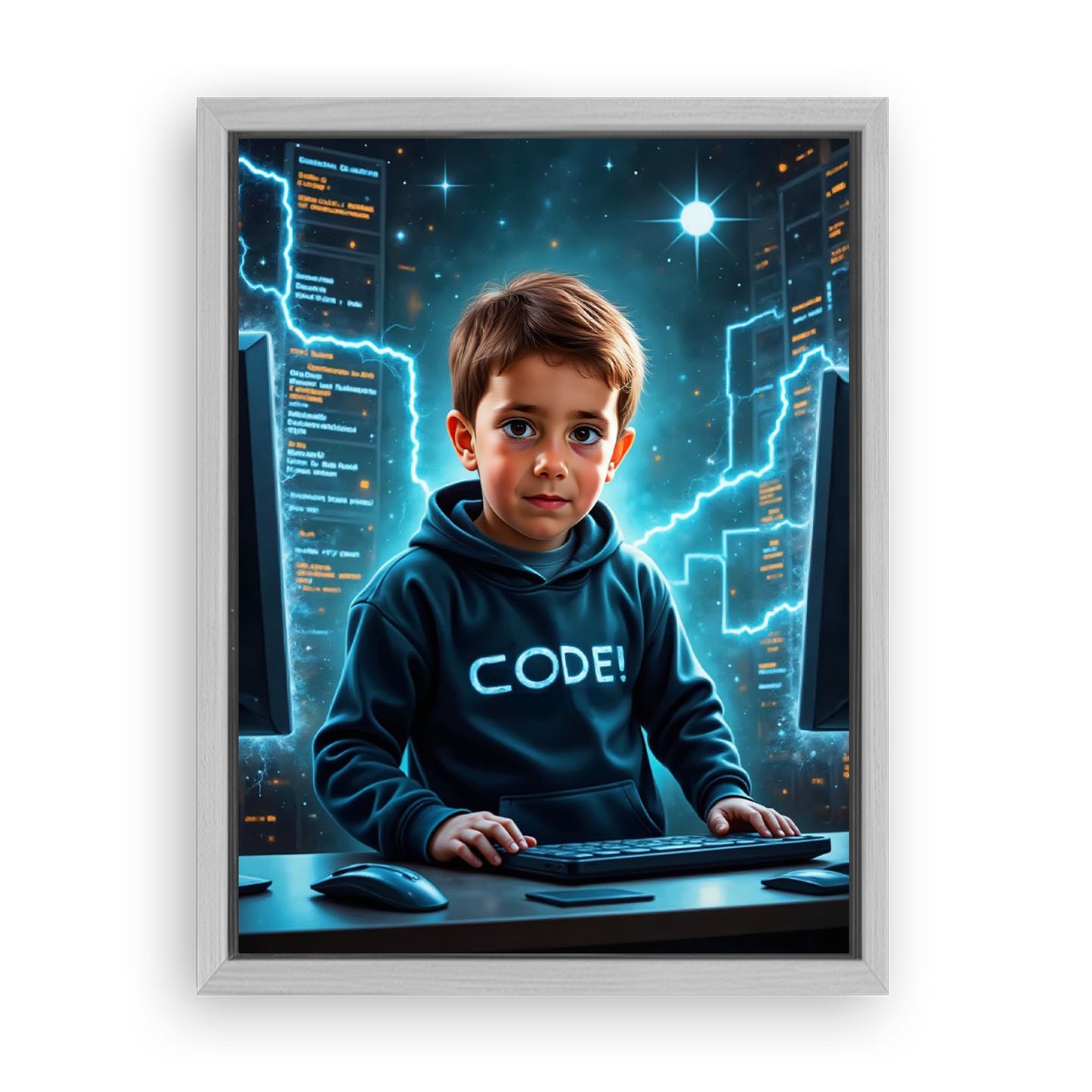 Make Your 18x24 Inches 'The Tech Genius' Canvas Even More Special, Add a Beautiful Premium Frame & Make It Truly Gift-Ready!