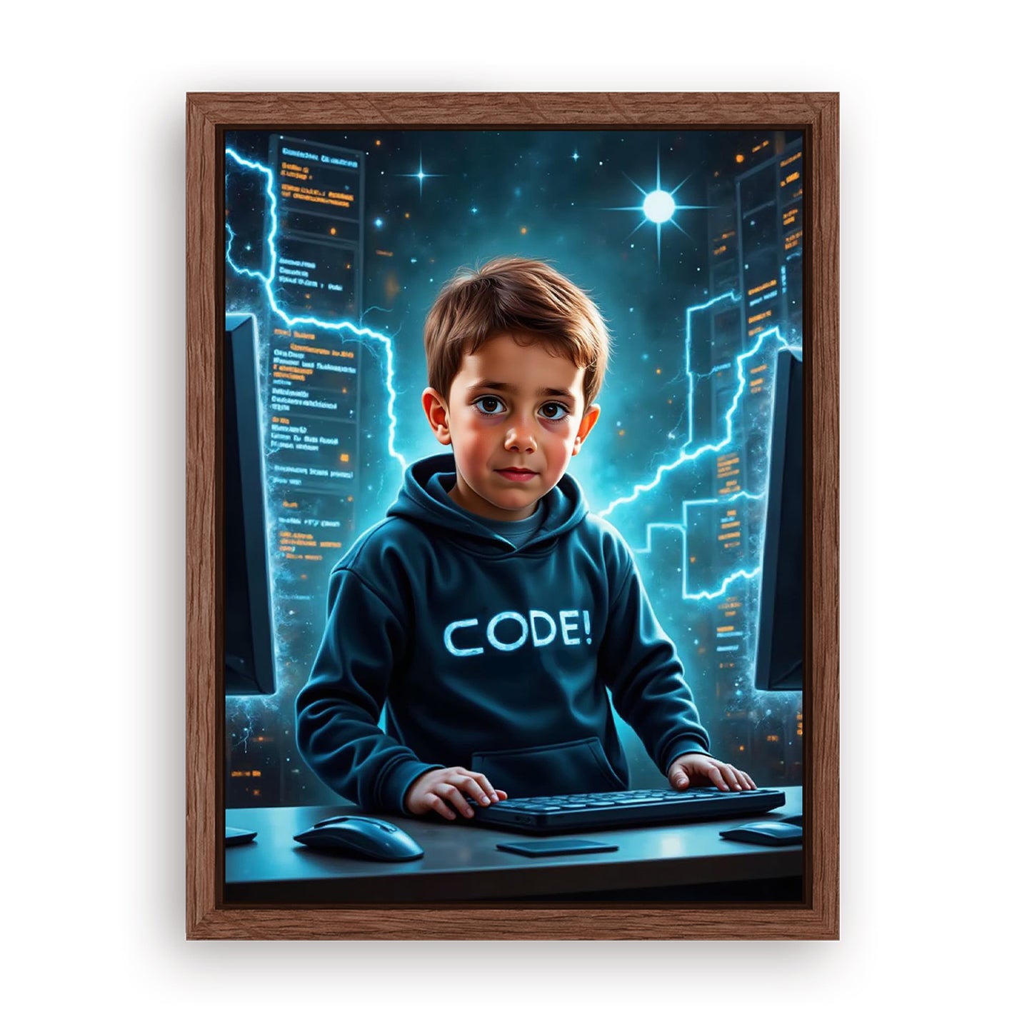 Make Your 12x16 Inches 'The Tech Genius' Canvas Even More Special, Add a Beautiful Premium Frame & Make It Truly Gift-Ready!