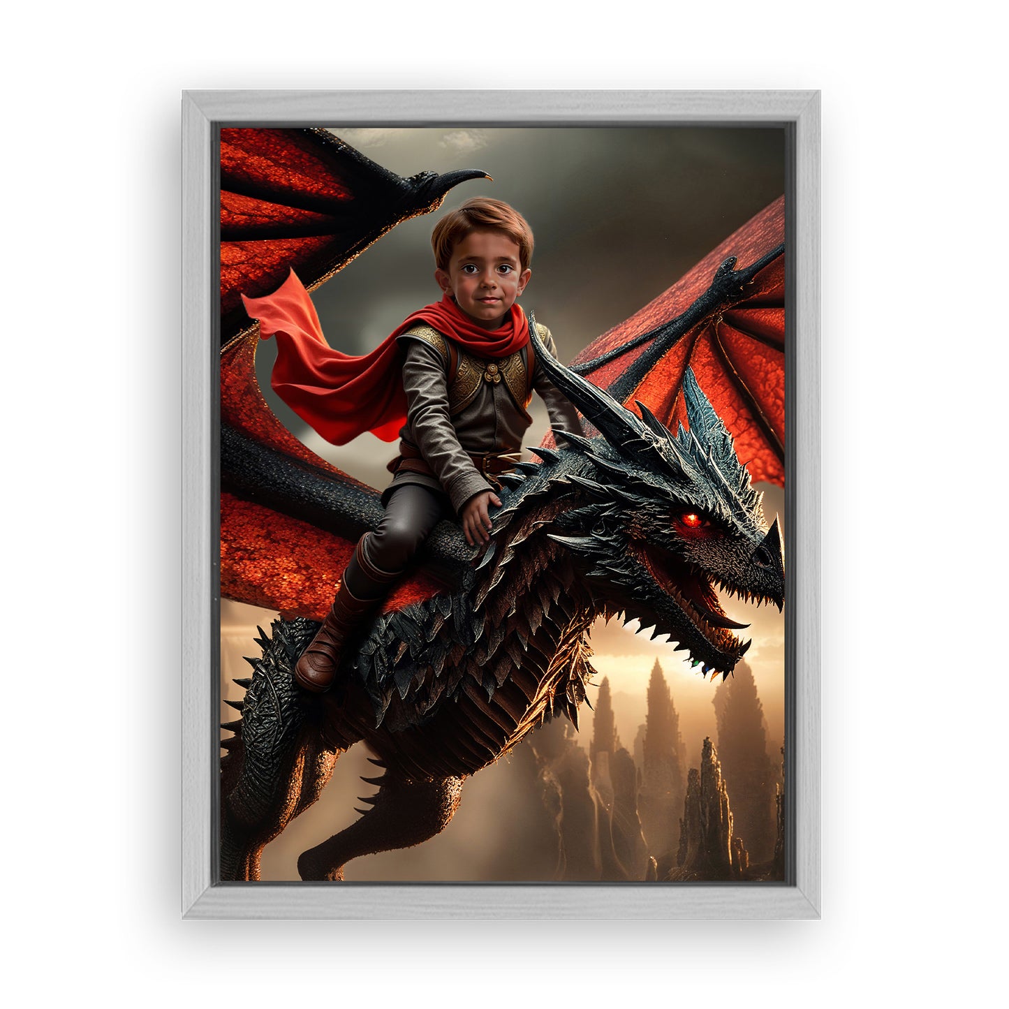 Save 33% When You Add A Frame To Your 18x24 'The Dragon Rider' Canvas Now