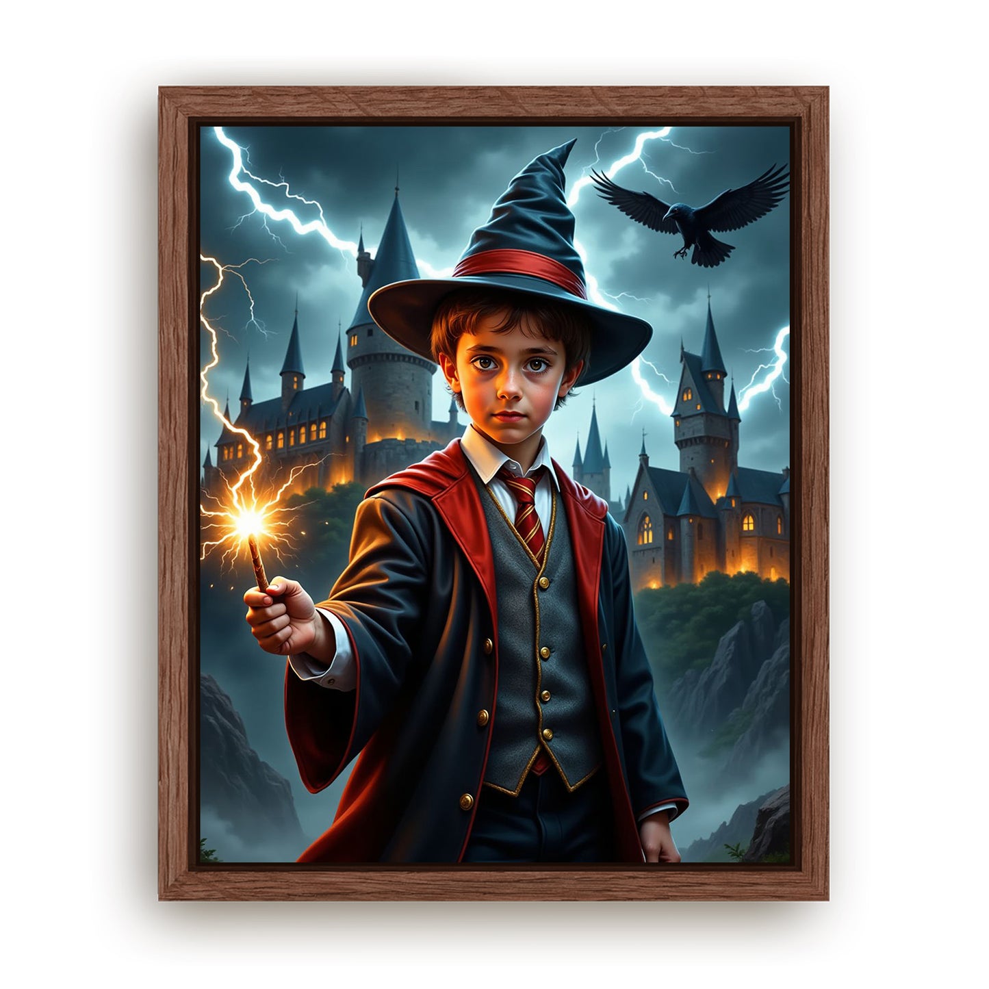 Make Your 16x20 Inches 'The Red House Wizard' Canvas Even More Special, Add a Beautiful Premium Frame & Make It Truly Gift-Ready!