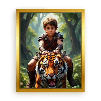 Save 33% When You Add A Frame To Your 10x08 'The Tiger Rider' Canvas Now