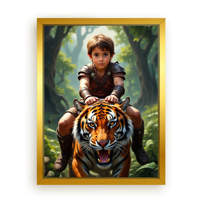 Save 33% When You Add A Frame To Your 12x16 'The Tiger Rider' Canvas Now