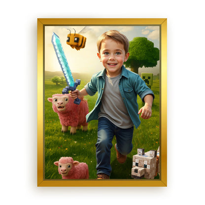 Save 33% When You Add A Frame To Your 18x24 'The Minecraft Kid' Canvas Now