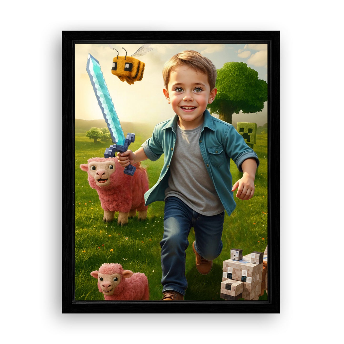 Save 33% When You Add A Frame To Your 12x16 'The Minecraft Kid' Canvas Now