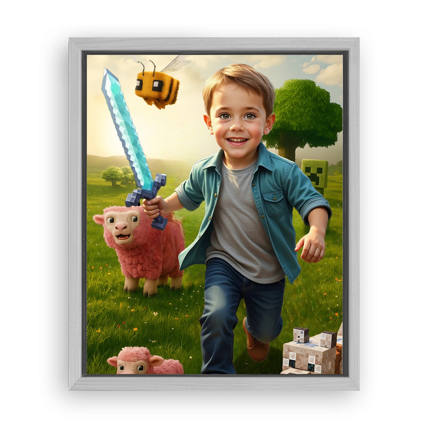 Save 33% When You Add A Frame To Your 10x08 'The Minecraft Kid' Canvas Now
