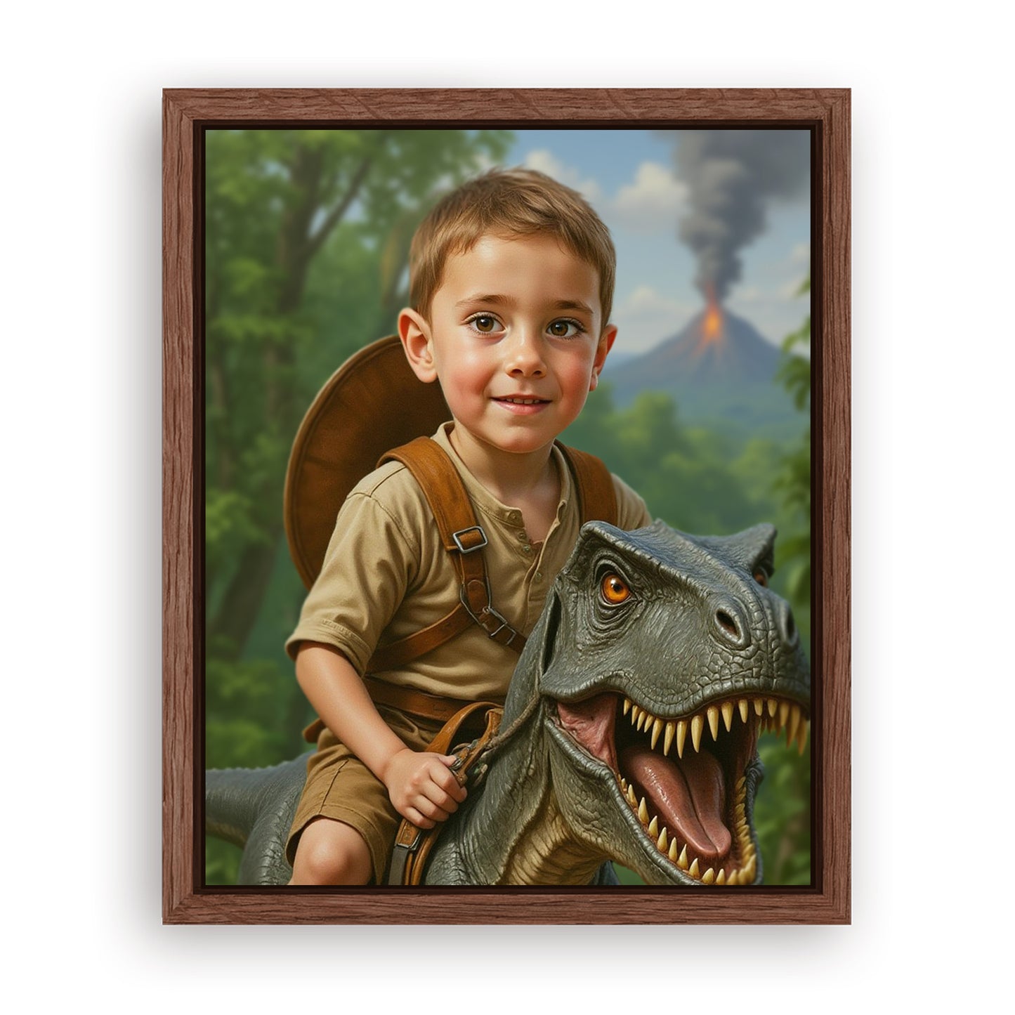 Save 33% When You Add A Frame To Your 18x24 'The Dino Rider' Canvas Now