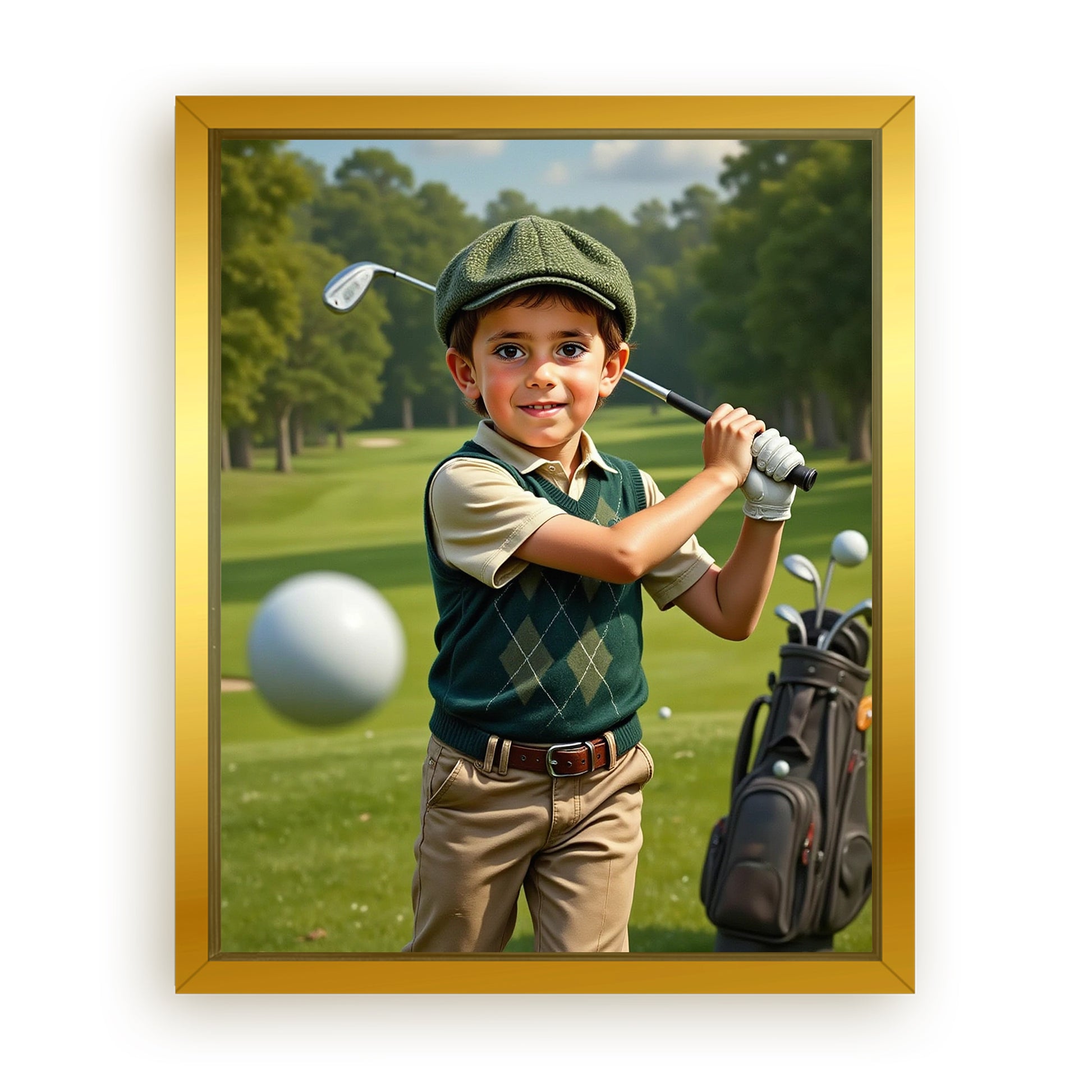 Make Your 16x20 Inches 'The Little Golfer' Canvas Even More Special, Add a Beautiful Premium Frame & Make It Truly Gift-Ready!