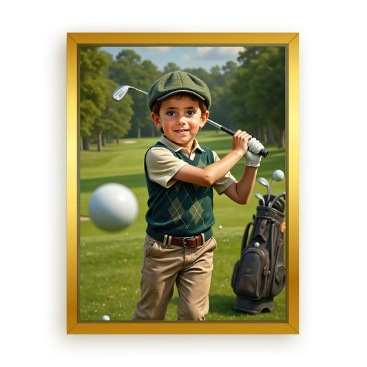 Make Your 12x16 Inches 'The Little Golfer' Canvas Even More Special, Add a Beautiful Premium Frame & Make It Truly Gift-Ready!