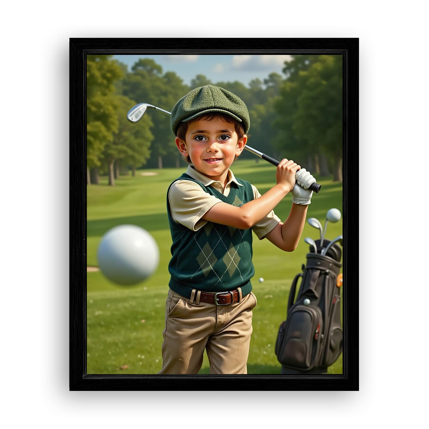 Make Your 10x08 Inches 'The Little Golfer' Canvas Even More Special, Add a Beautiful Premium Frame & Make It Truly Gift-Ready!