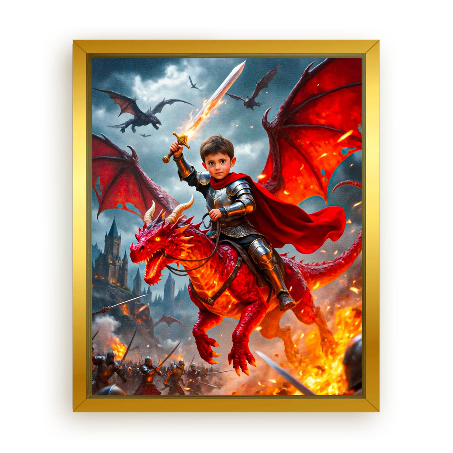 Save 33% When You Add A Frame To Your 16x20 'The Dragon Knight' Canvas Now