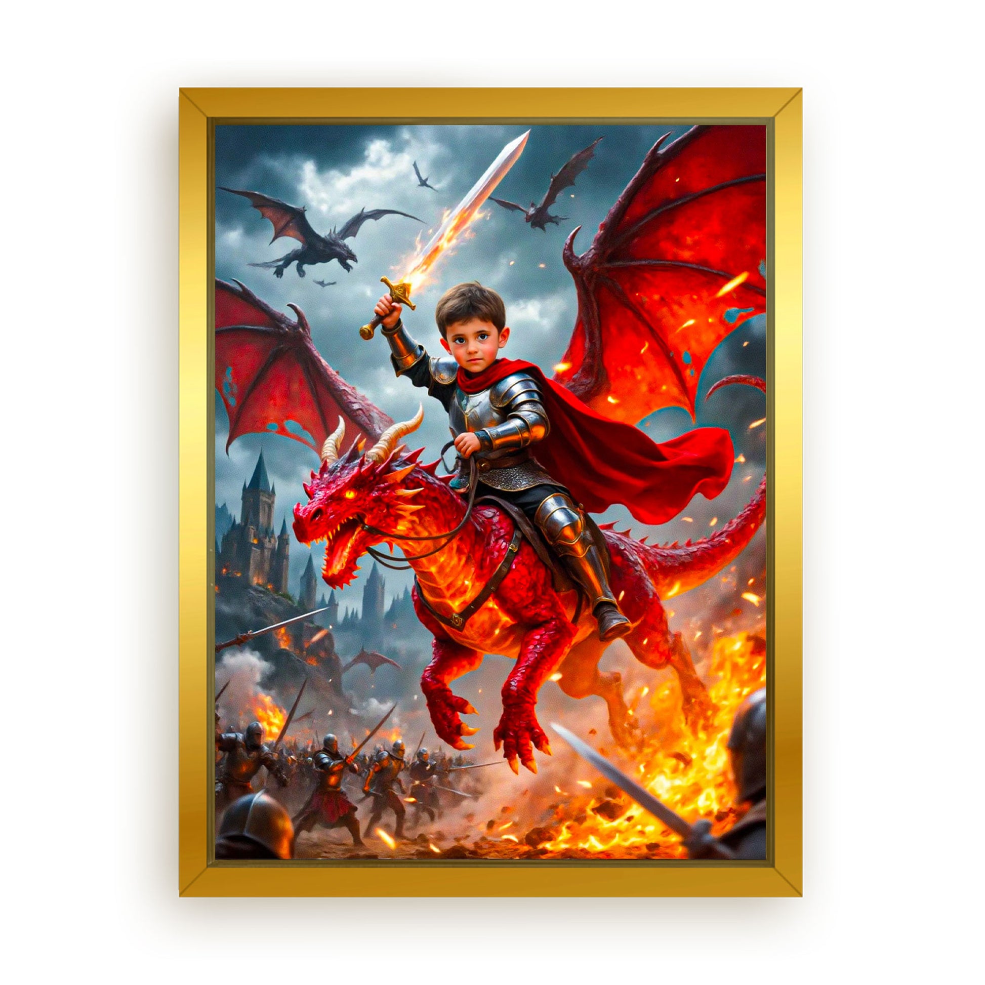 Save 33% When You Add A Frame To Your 12x16 'The Dragon Knight' Canvas Now