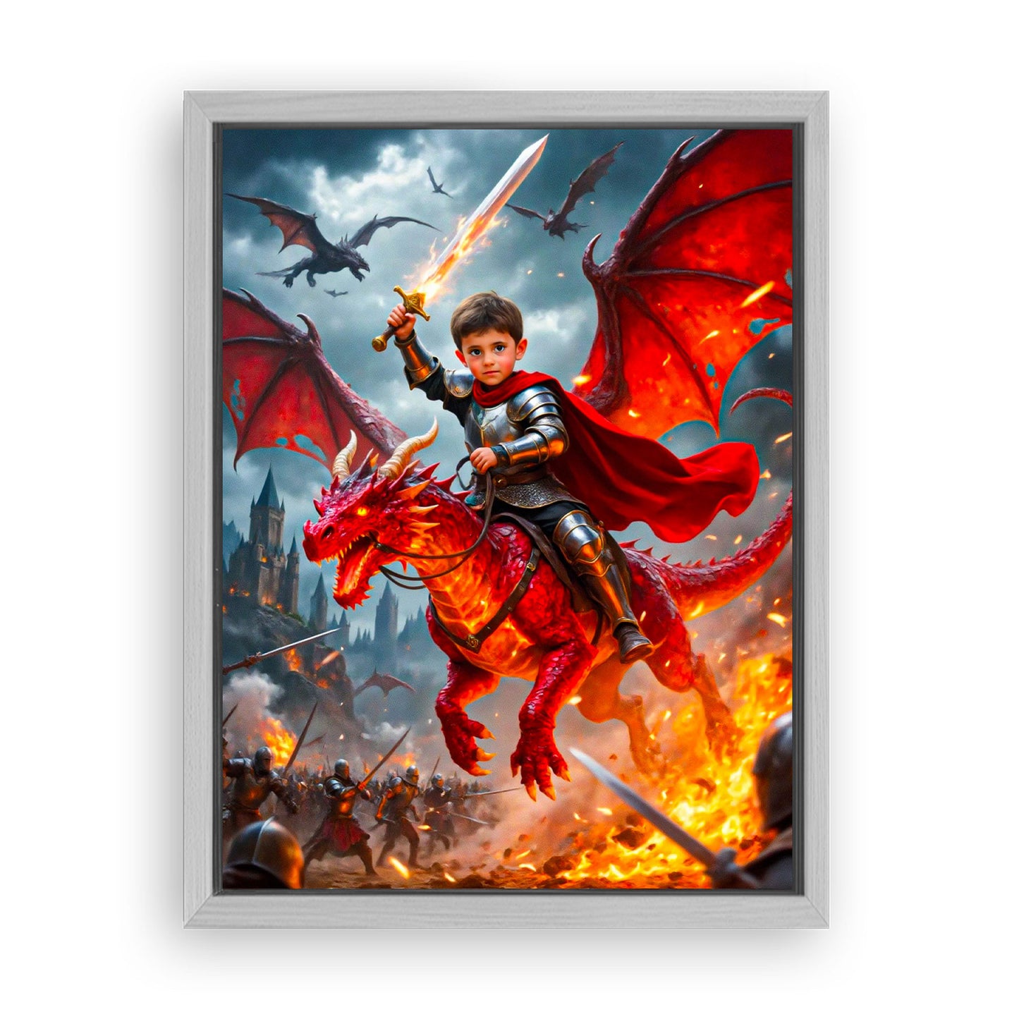 Save 33% When You Add A Frame To Your 12x16 'The Dragon Knight' Canvas Now