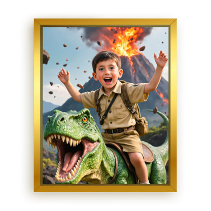 Save 33% When You Add A Frame To Your 10x08 'The Dino Adventurer' Canvas Now
