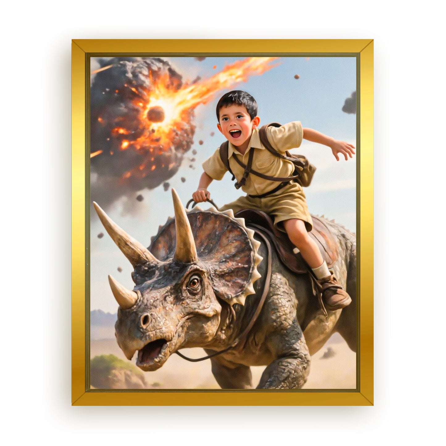Make Your 16x20 Inches 'The Triceratops Patrol' Canvas Even More Special, Add a Beautiful Premium Frame & Make It Truly Gift-Ready!