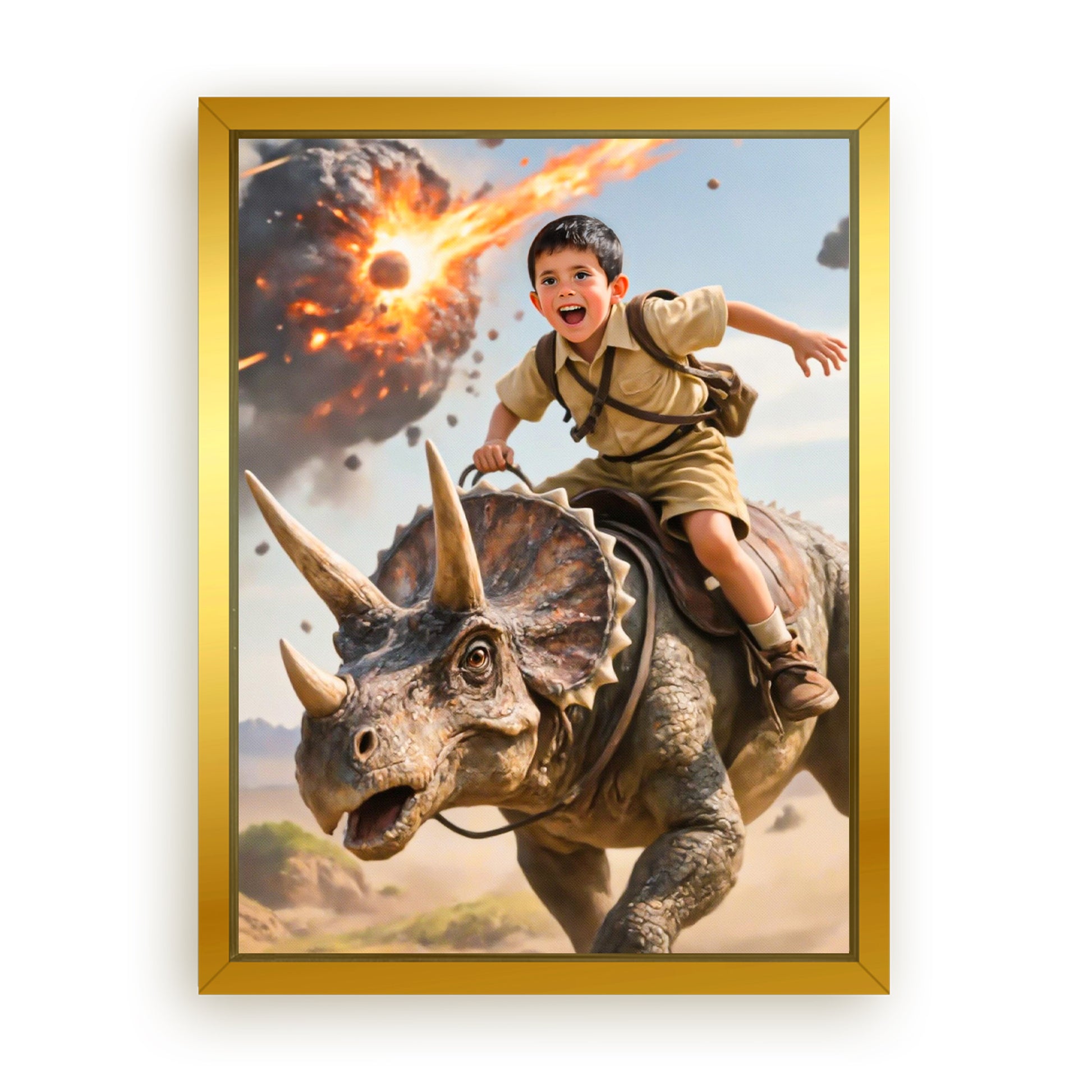 Make Your 18x24 Inches 'The Triceratops Patrol' Canvas Even More Special, Add a Beautiful Premium Frame & Make It Truly Gift-Ready!