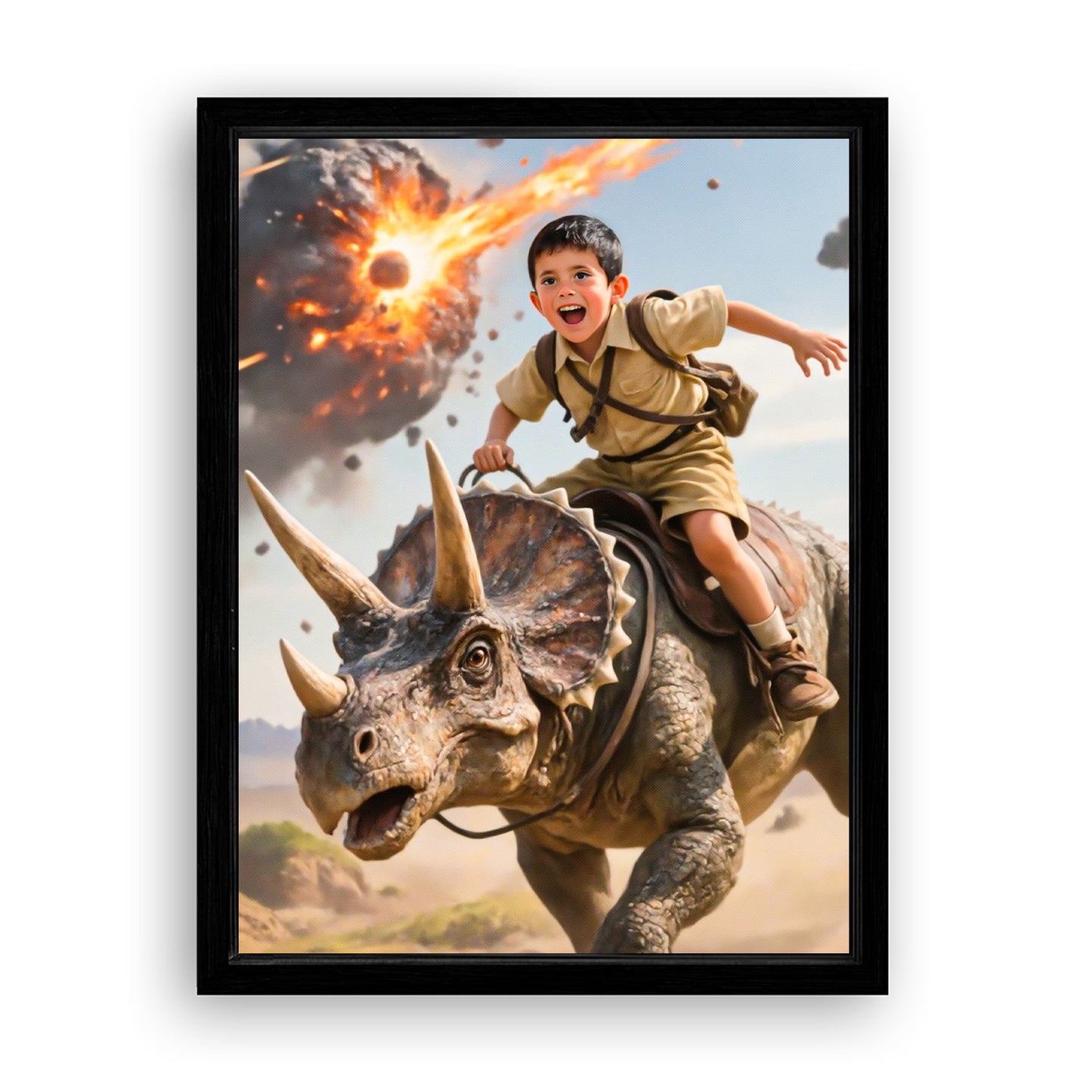 Make Your 18x24 Inches 'The Triceratops Patrol' Canvas Even More Special, Add a Beautiful Premium Frame & Make It Truly Gift-Ready!