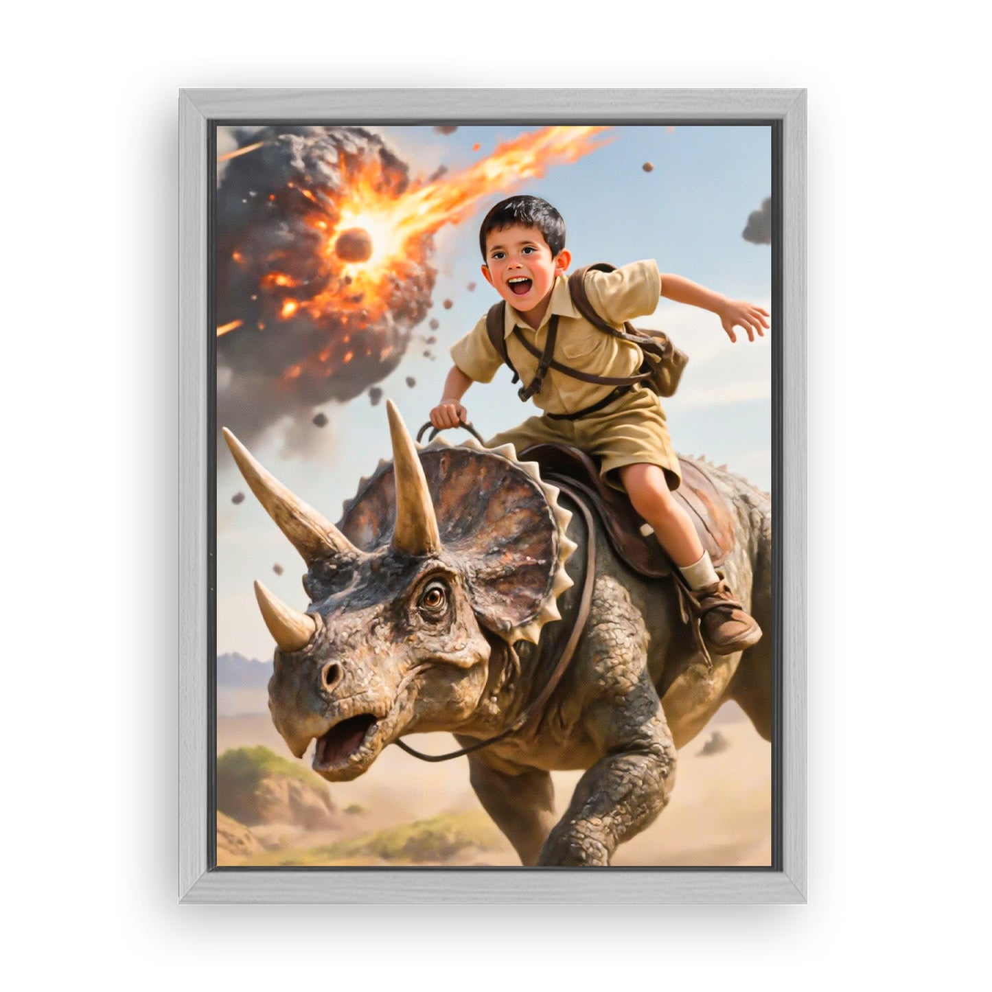 Make Your 18x24 Inches 'The Triceratops Patrol' Canvas Even More Special, Add a Beautiful Premium Frame & Make It Truly Gift-Ready!