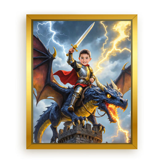 Save 33% When You Add A Frame To Your 16x20 'The Storm Dragon Knight' Canvas Now
