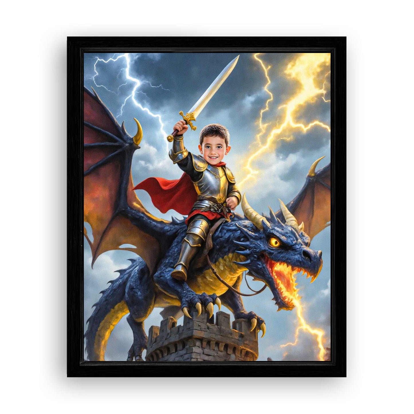Save 33% When You Add A Frame To Your 10x08 'The Storm Dragon Knight' Canvas Now