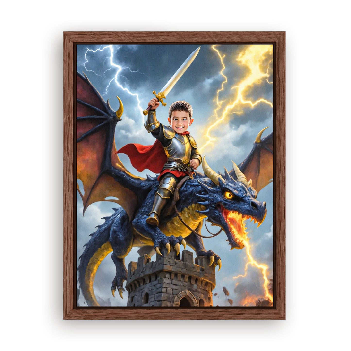 Save 33% When You Add A Frame To Your 12x16 'The Storm Dragon Knight' Canvas Now