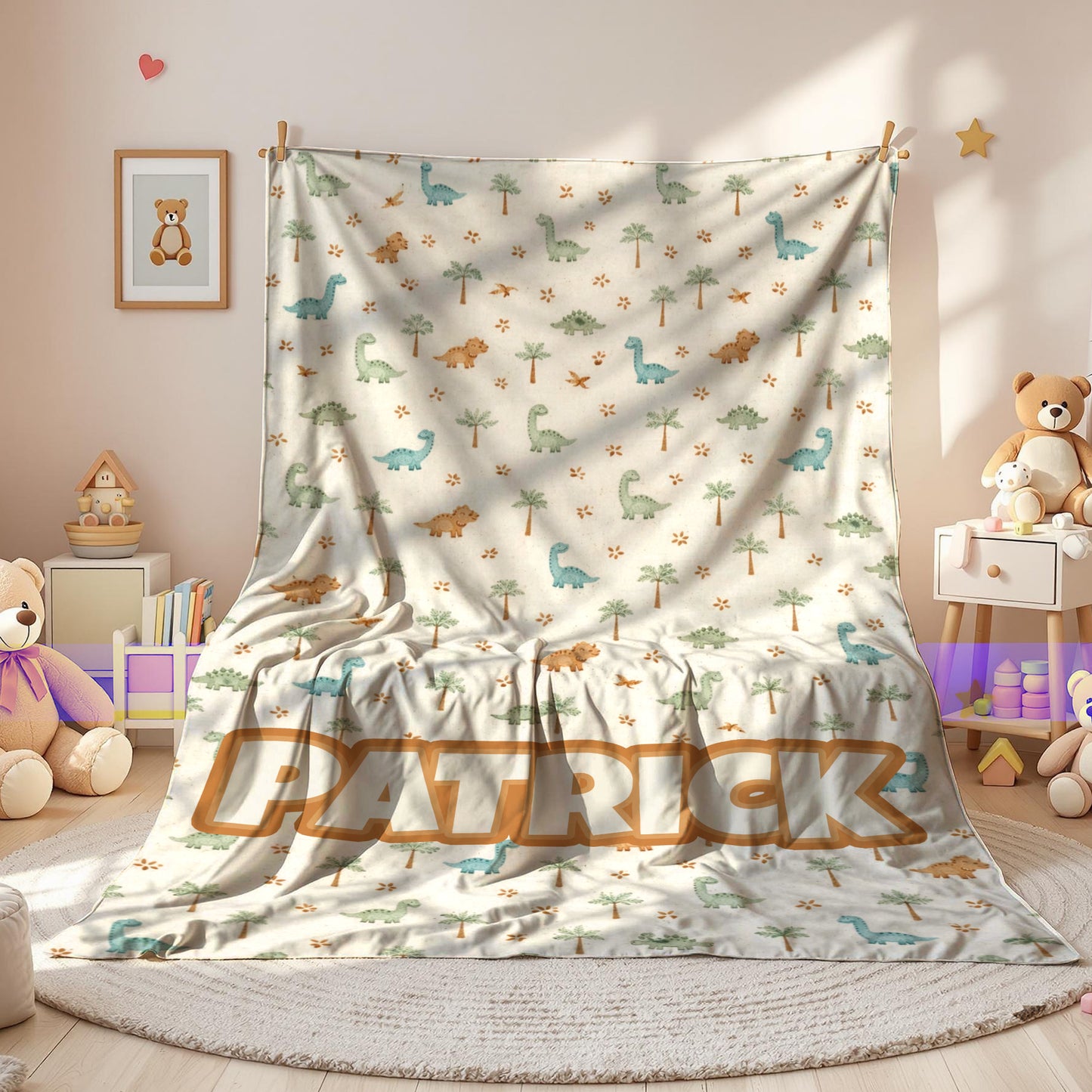 Personalized Dinosaur Baby Blanket